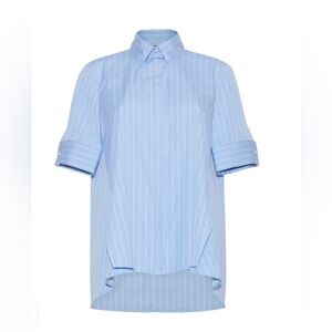 Adam Lippes Striped Poplin Short-Sleeve Trapeze Shirt 4